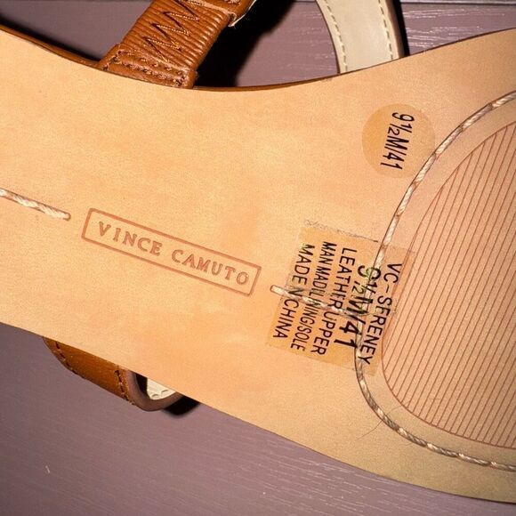 NEW Vince Camuto Sereney Chain Tan Brown Leather Sandals Size 9.5 - Picture 6 of 6